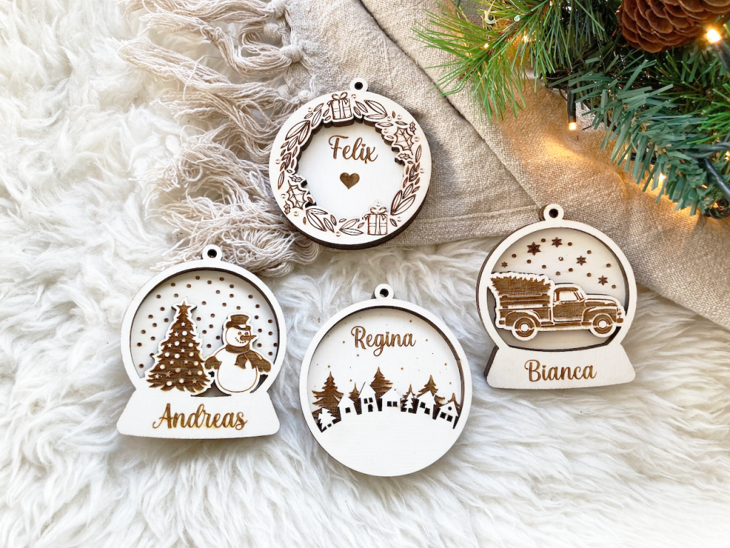 Personalisierte Weihnachtskugeln aus Holz Stadtplan aus holz